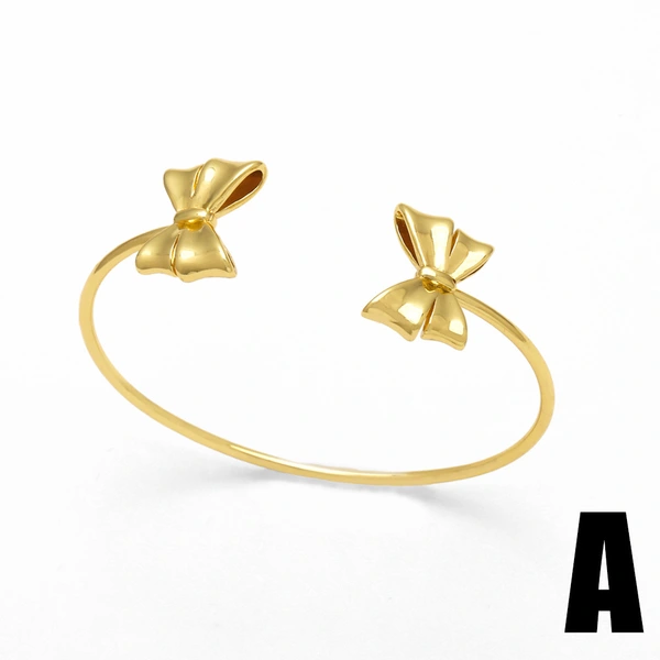 AS jewelry European and American new bow bracelet smooth copper plated 18k gold jewelry accessories bracelet brj64