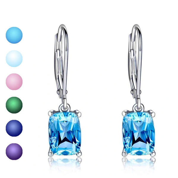 New blue imitation topaz drop earrings for women simple zircon earrings European and American jewelry wholesale