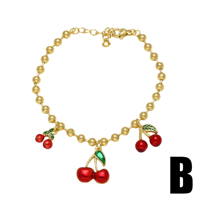 AS jewelry European and American copper plated 18k gold beaded fruit cherry pendant bracelet brf91 bracelet