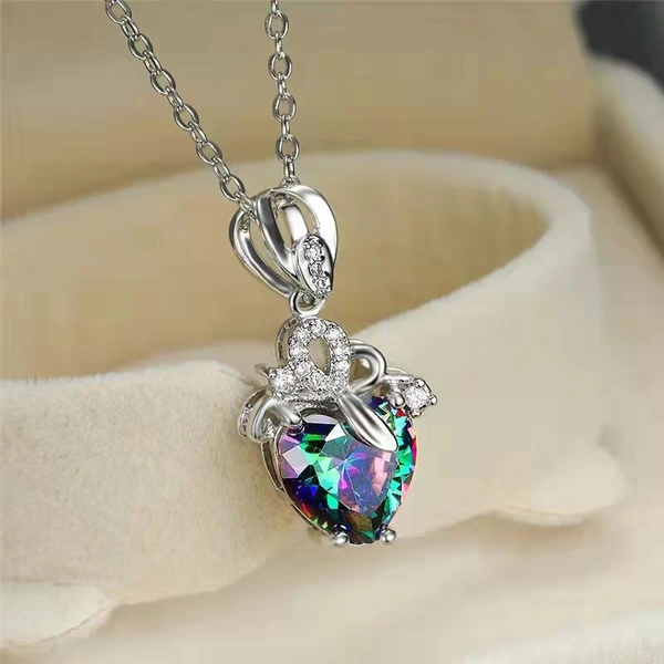   Hot selling fashion love pendant heart shaped zircon women's necklace royal queen accessories necklace female