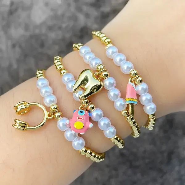 AS jewelry tooth ice cream bracelet female gold-plated oil drop pearl bracelet hand jewelry brh07