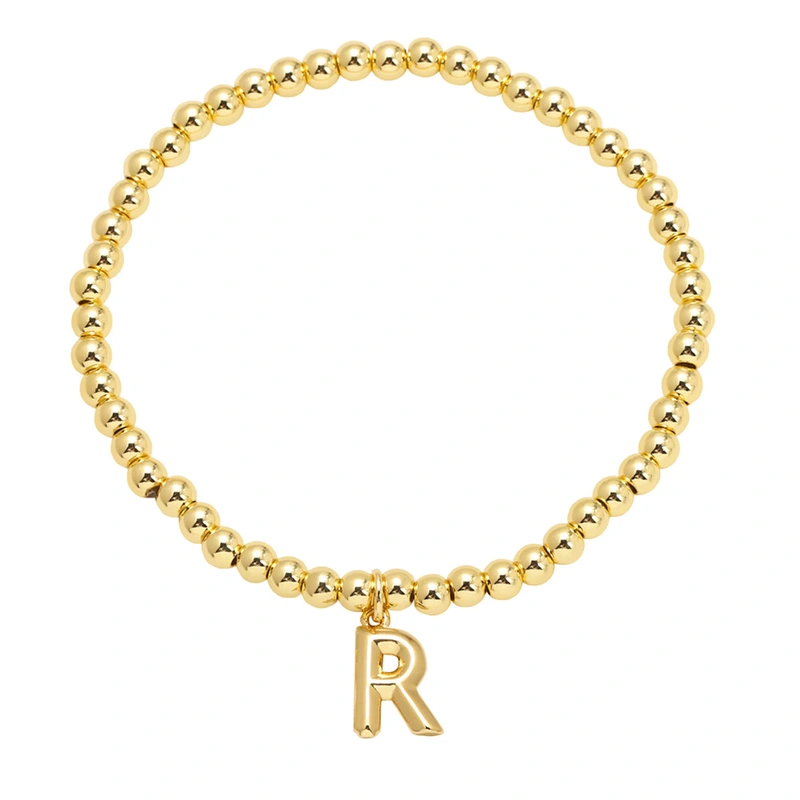 AS jewelry hot selling gold three-dimensional 26 English letters beaded bracelet bracelet brb34