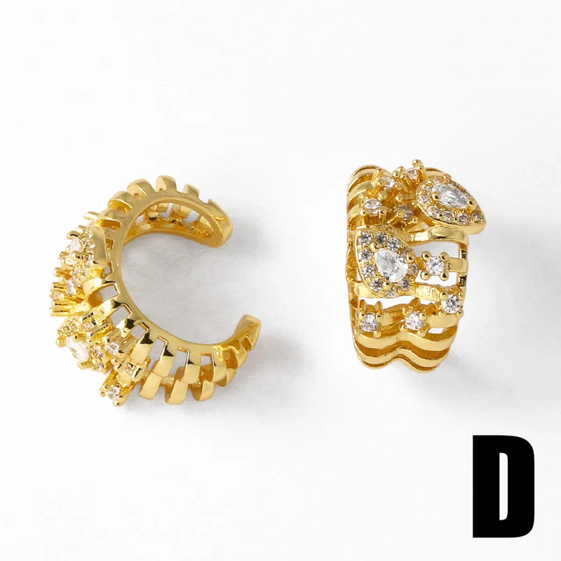 AS jewelry hot sale irregular c-shaped earrings female gold-plated zircon ear bone clip earrings erv68