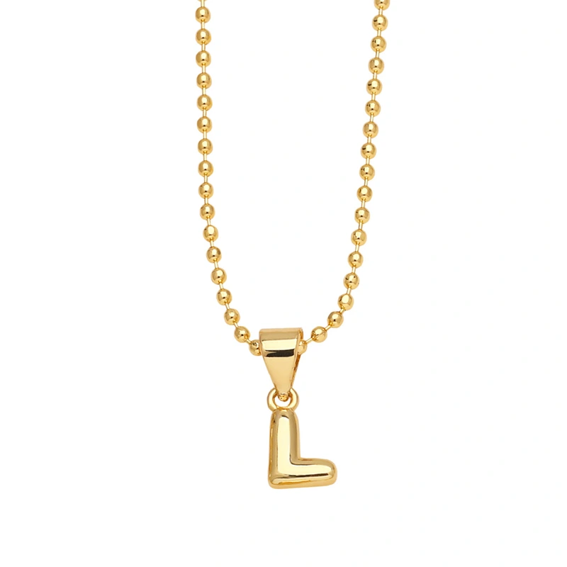 Hot sale 26 letters necklace female copper plated real gold polished letter pendant clavicle chain nkq67