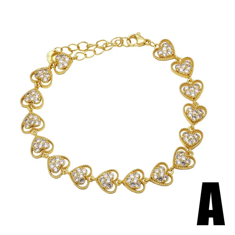 AS jewelry four-leaf clover bracelet female gold-plated full zircon love heart moon bracelet brk36