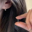 European and Korean simple inlaid zircon earrings daily matching minimalist small earrings fashionable popular women