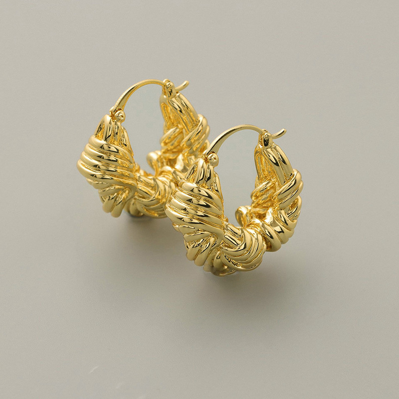 European and American braided design earrings for women, niche U-shaped jewelry, French style ring jewelry