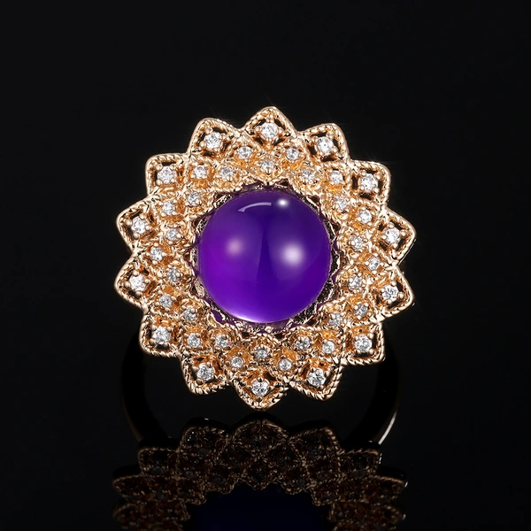 New product recommendation: luxury high-end flower zircon ring female exquisite Valentine's Day gift ring
