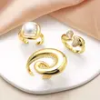 AS jewelry hot selling pearl love ring female smooth gold-plated zircon spiral ring rih50