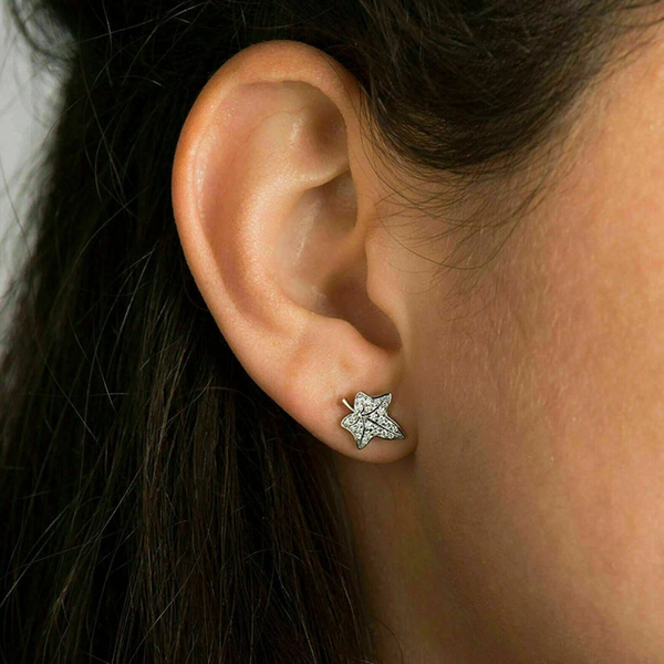  Exquisite maple leaf zircon earrings 2024 new hot style earrings temperament niche design earrings for women