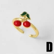 AS jewelry Europe and the United States hot selling full zircon fruit cherry ring copper plated real gold open ring female rir90