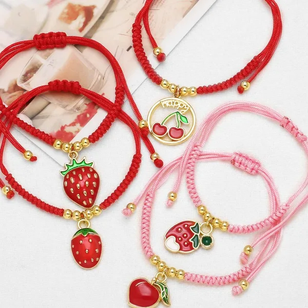 AS jewelry new fruit strawberry pendant red rope braided bracelet brj53 bracelet
