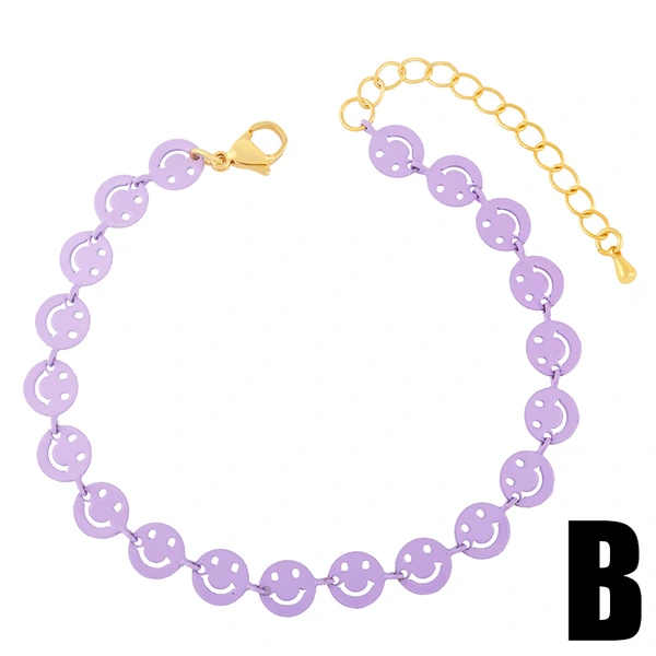 Clearance 2024 multi-color smiley face bracelet niche design simple bohemian style couple bracelet female brd86