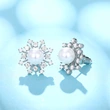 Internet celebrity same style imitation pearl earrings zircon snowflake earrings ladies small fresh pearl earrings