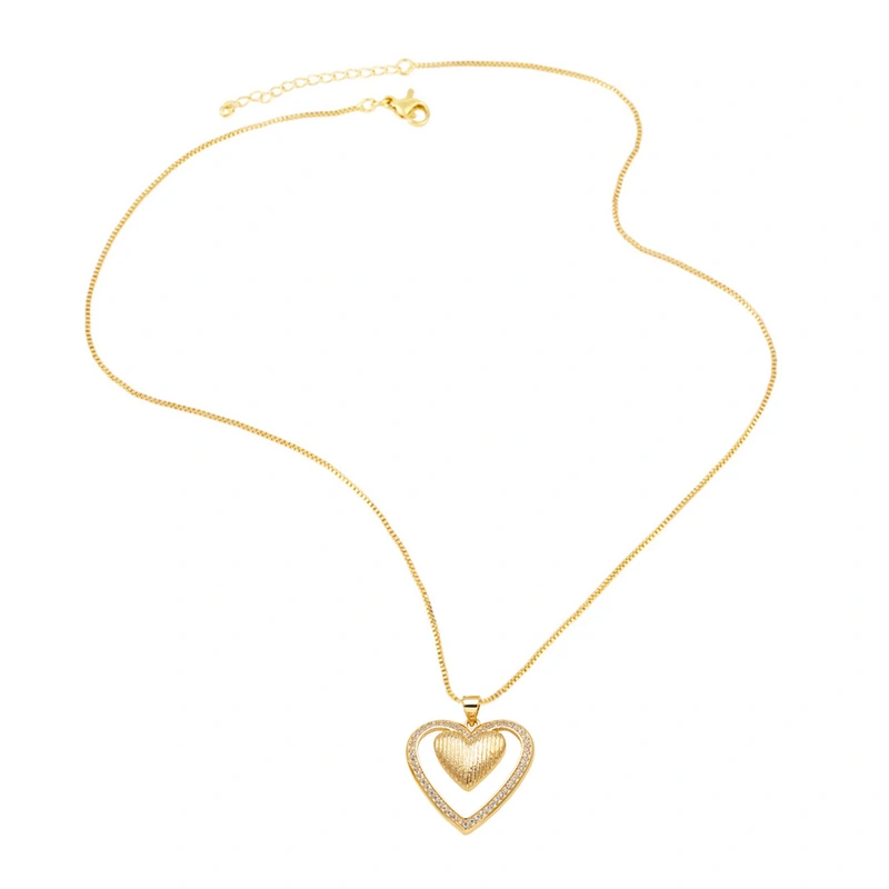 AS jewelry new hot selling full zircon gold-plated love heart pendant necklace nkb220 necklace