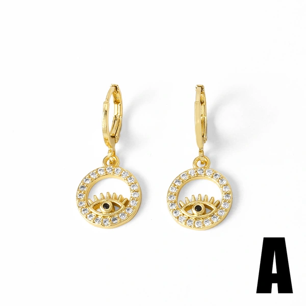 AS jewelry European and American hot devil eye pendant earrings female gold-plated zircon eye earrings era379