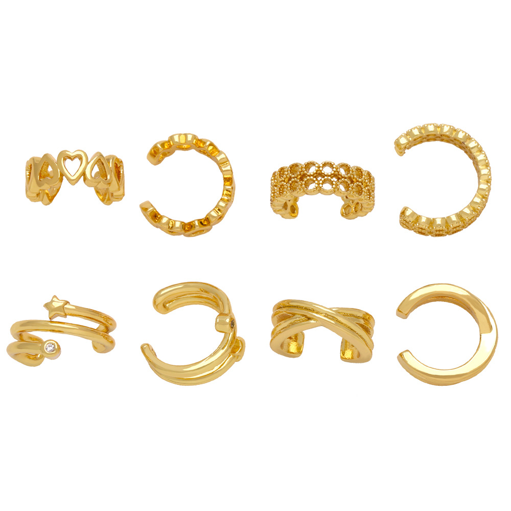 Round heart-shaped ear clip for women, simple and high-end, no piercing earrings, European and American retro ear bone clip earrings err91