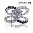 Kuaishou live broadcast source exquisite six-claw zircon ring geometric cross Chanel style ring for women