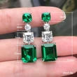 2024 European and American new earrings light luxury emerald cut zircon earrings female internet celebrity style personality earrings
