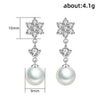 Baroque new imitation pearl earrings snowflake earrings elegant women's copper-plated platinum tassel earrings