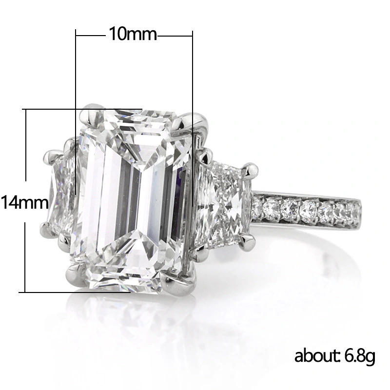 Fashion engagement ring wholesale oversized square diamond zircon simulation women's ring romantic wedding bridal ring
