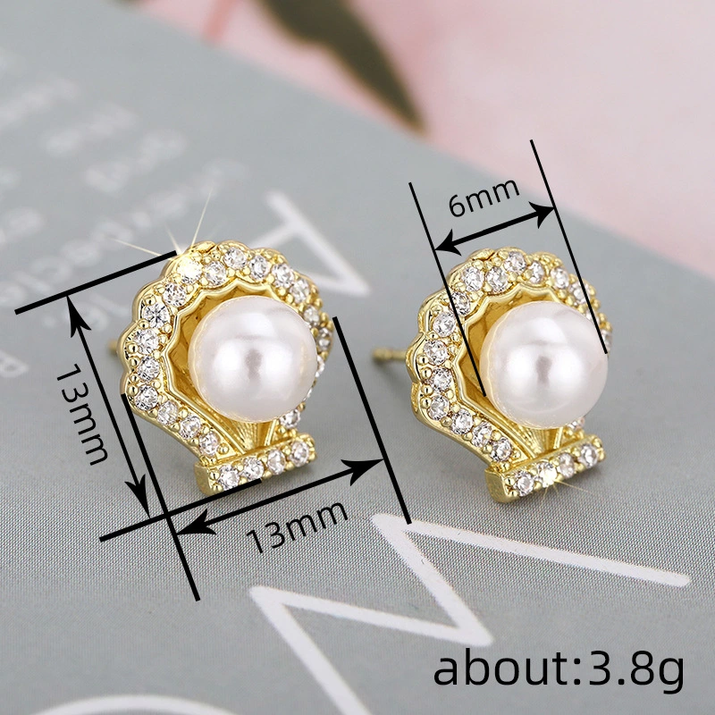   Hot selling earrings for women, shell water shell imitation pearl earrings, elegant and exquisite daily jewelry for ladies