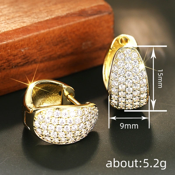 Factory direct sales of popular earrings for women, shiny and elegant French retro jewelry, micro-inlaid zircon, internet celebrity style
