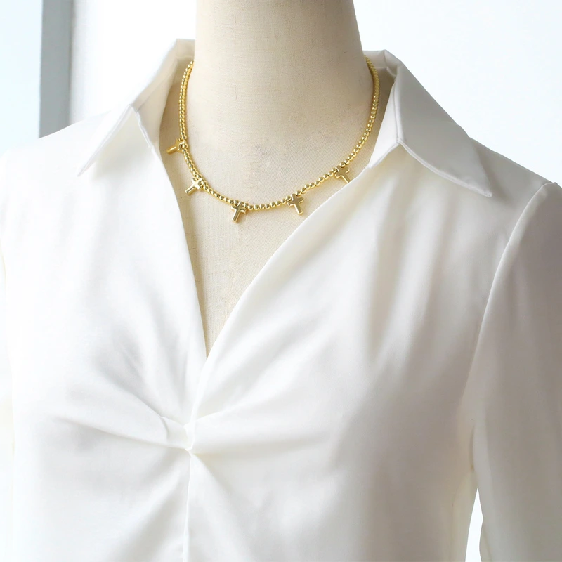 AS jewelry hot selling cross pendant necklace copper plated real gold bracelet bracelet necklace nky66