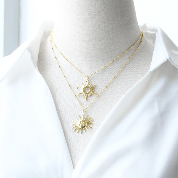 AS jewelry retro sun pendant necklace copper plated real gold five-pointed star clavicle chain nkz04
