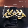  Simple vine leaf design single ring fashion inlaid zircon ring female fresh and sweet style ring