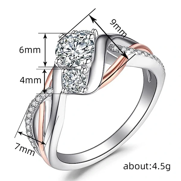  Inlaid zircon sparkling ring female fashion geometric lines staggered ring trend light luxury bridal jewelry