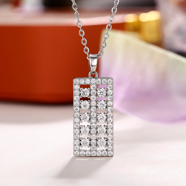 Fashionable and versatile new jewelry full of diamonds Lucky abacus pendant sweater chain personalized necklace wholesale