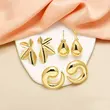 AS jewelry European and American trend new glossy leaf water drop earrings copper plated 18k gold earrings erz95