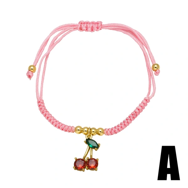 AS jewelry popular fruit cherry pendant bracelet female woven adjustable hand rope brd94
