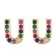 New European and American fashion 26 letters earrings original personality inlaid with colored zircon letter earrings erw62
