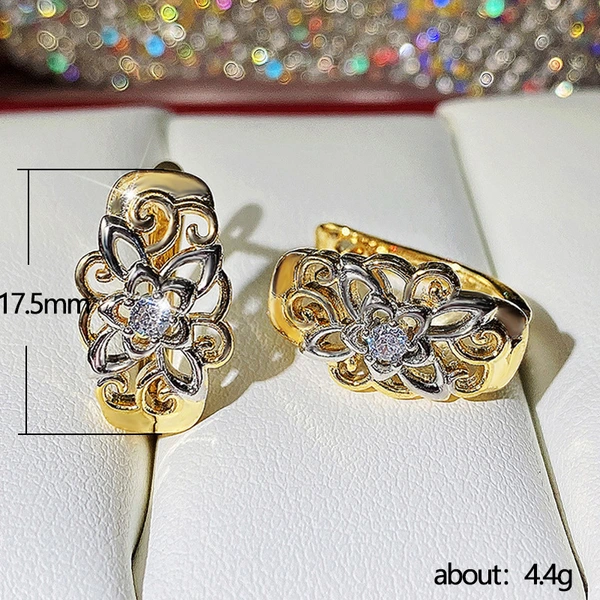 Retro ethnic style earrings exquisite hollow pattern color separation earrings European and American fashion new style earrings