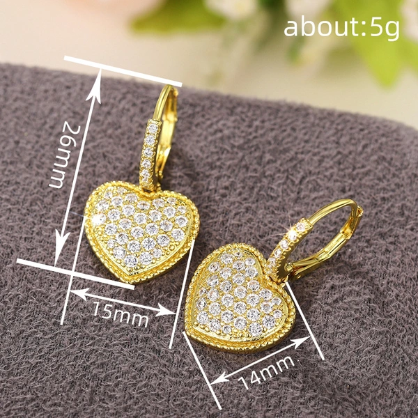  Manufacturers wholesale heart earrings for women micro-inlaid zircon shiny earrings fashionable light luxury princess hot selling style