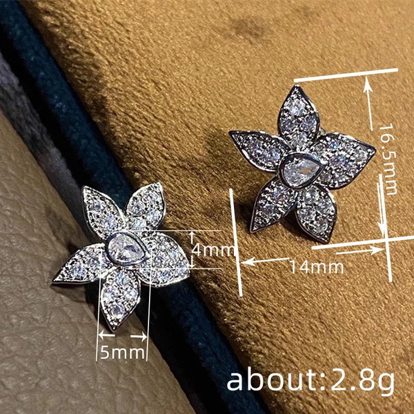  Fashion exquisite flower earrings for women, teardrop-shaped geometric fresh accessories, pastoral popular earrings