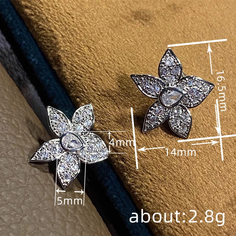  Fashion exquisite flower earrings for women, teardrop-shaped geometric fresh accessories, pastoral popular earrings