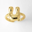 AS jewelry smooth 26 English letters ring female copper plated real gold open ring rih04