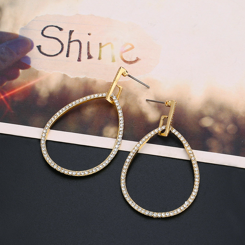 AS jewelry European and American fashion personality water drop earrings female inlaid brick wedding earrings earrings erp06