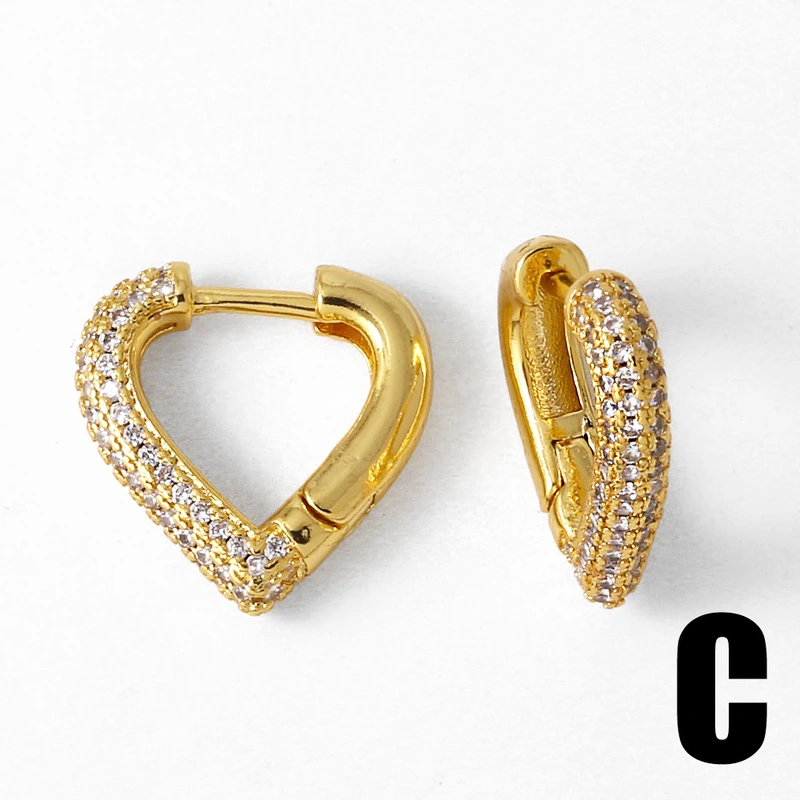 AS jewelry earrings heart earrings gold-plated zircon inlaid C-shaped earrings earrings era189