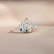  Colorful zircon lotus flower ring for women European and Korean small fresh ring daily wear jewelry