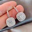 Korean full diamond micro-inlaid earrings high-end light luxury zircon earrings exquisite cold style temperament earrings for women