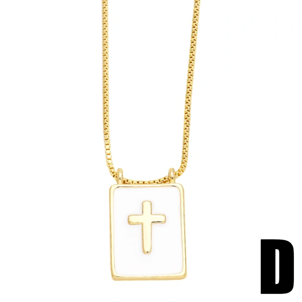 European and American popular sellers brand square Madonna cross necklace light luxury high-end clavicle chain wholesale nkw56