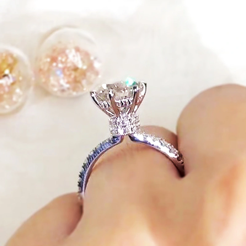 Manufacturers wholesale elegant micro-inlaid ring female princess sweet light luxury shining ring high-end exquisite single ring