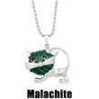European and American personality retro inlaid turquoise malachite cat pendant necklace female crystal agate accessories wholesale nkb580