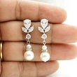  Water drop geometric design earrings for women, imitation pearls and zircon, elegant and elegant jewelry, fairy fashion, internet celebrity style
