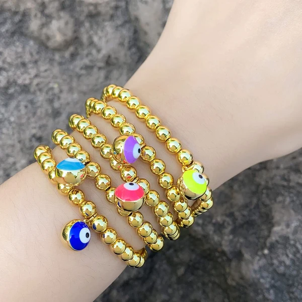 Clearance Europe and the United States hot selling devil eye bell bracelet female niche copper plated 18K gold bead bracelet brj83