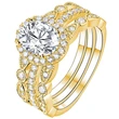  Wedding niche oval ring three-piece set fashionable French temperament ring popular wedding jewelry